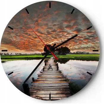 Hodiny Nástěnné hodiny do kuchyně 30x30 Krajina Skleněné hodiny do obýváku Tiché