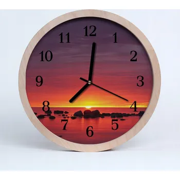 Hodiny Rustikální nástěnné hodiny do loftu Západ slunce Příroda