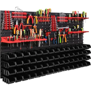Obraz Dílenská stěna na nářadí 156x78 cm + 60 boxů/úložných nádob
