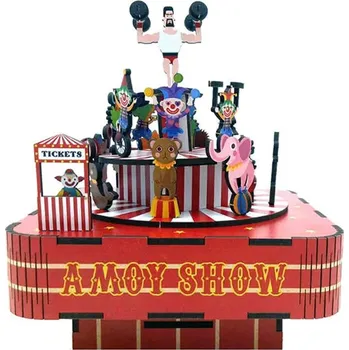 Dřevěná hračka Skládací Dřevěný 3D Model hrací skříňka DIY - Kouzelný svět cirkusu