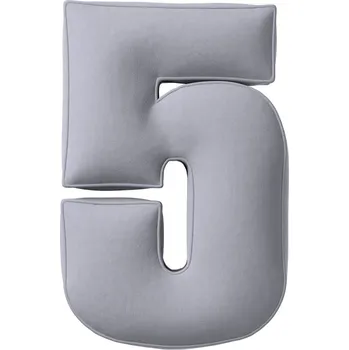 Polštář YellowTipi Polštář Číslice 5 stříbřitě šedá