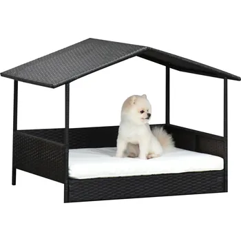 Pelíšek pro psa Ratanový domeček pro mazlíčky | kávově hnědý