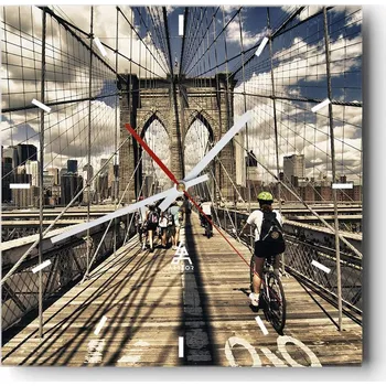 Hodiny Velké nástěnné hodiny 40x40 Most USA Skleněné hodiny Čtvercové Tiché