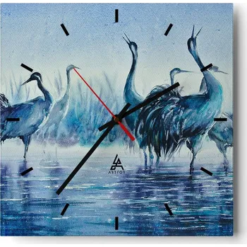 Hodiny Velké nástěnné hodiny na zeď 40x40 Ptáci Skleněné hodiny Čtvercové Tiché