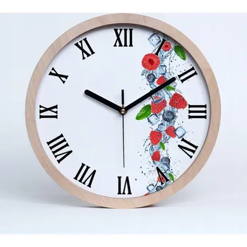 Hodiny Kuchyňské nástěnné hodiny lesní plody s ledem průměr 20 cm