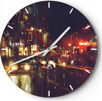 Hodiny Nástěnné hodiny do kuchyně 30x30 Město Skleněné hodiny do obýváku Loft Tiché