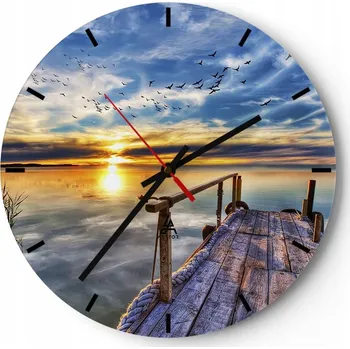 Hodiny Nástěnné hodiny do kuchyně 30x30 Krajina Skleněné hodiny do obýváku Tiché