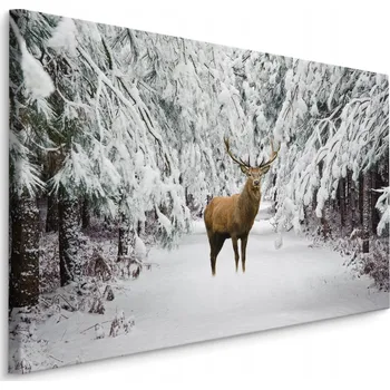 Obraz Obraz do obýváku jelen v zimním LESE 3D 70x50