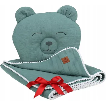 Dětská deka MUŠELÍNOVÁ DEKA + POLŠTÁŘ ZAVINOVAČKA MEDVÍDEK BABYMAM