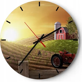 Hodiny Velké nástěnné hodiny na zeď 40x40 Vesnice Skleněné hodiny Kulatý Tiché
