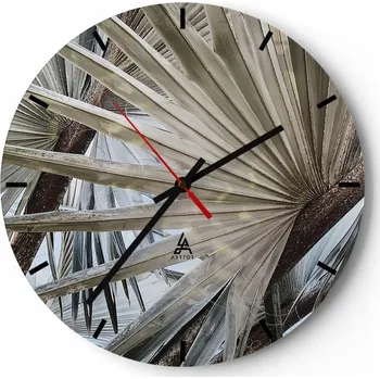 Hodiny Velké nástěnné hodiny 40x40 cm - Palmový list - Skleněné tiché hodiny