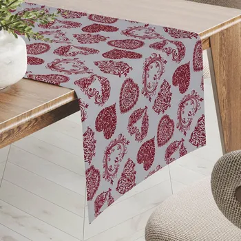 ubrus Dekorační běhoun na stůl PML-095 Vínová srdce na šedém 20x120 cm