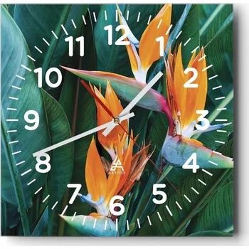 Hodiny Kuchyňské nástěnné hodiny 30x30 Botanika Skleněné hodiny do obýváku Moderní Tiché