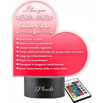 Lampička 3D LED Noční Lampa s gravírováním Dárek na Valentýna