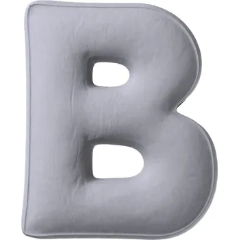 Polštář Polštář velurový písmeno B, 40 cm VELKÝ - Šedá