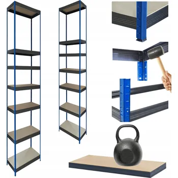 Dílenský regál Kovový regál do skladu HELIOS 270x35x35cm 7 polic x 175kg, robustní