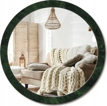 Zrcadlo Nástěnné zrcadlo s ozdobnou grafikou na skle Zelený mramor Velké fi 100 cm