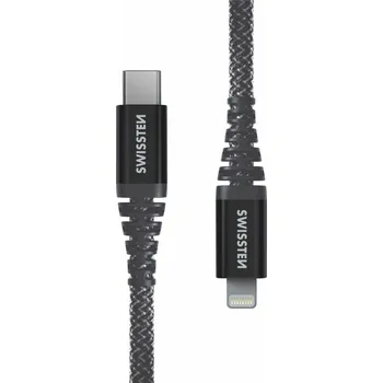 Datový kabel Swissten Kevlar USB-C/lightning 1,5m antracit