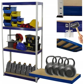 Dílenský regál Kovový regál skladový garážový HELIOS HWN 180x120x35 cm, 4 police, nosnost 4x400 kg