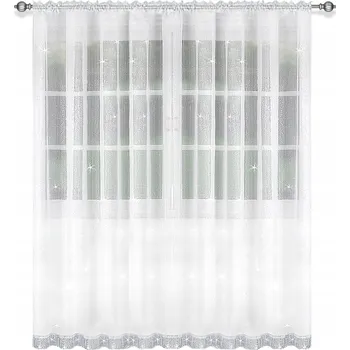 Obraz ZÁCLONA DLOUHÁ BALKÓNOVÁ BATISTOVÁ SE STŘÍBRNOU NITÍ ZDOBENÁ CIRKONY 400x250
