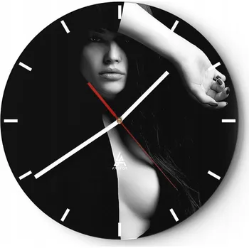 Hodiny Velké nástěnné hodiny na zeď 40x40 Žena Skleněné hodiny Kulatý Tiché
