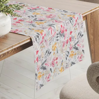 ubrus Dekorační běhoun na stůl PML-087 Červeno-oranžové lístky 20x120 cm