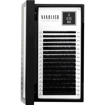 Umělé řasy Umělé řasy pro prodlužování Nanolash - 0.05 zakřivení D mix 6-13mm 16 proužků