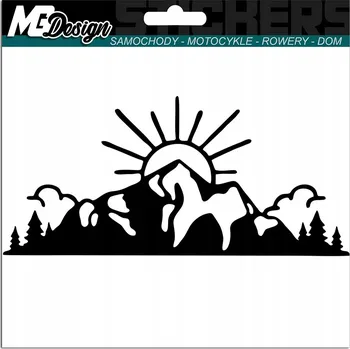 Samolepicí dekorace na vozidlo NÁLEPKA na auto HORY MOUNTAIN SUNRISE SLUNCE 7x15