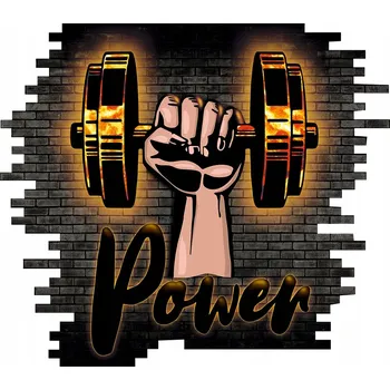 Samolepící dekorace DEKORAČNÍ NÁLEPKA na zeď DO POSILOVNY Činky POWER Fitness GYM 115x130 cm