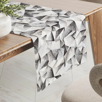 ubrus Dekorační běhoun na stůl Porto PRT-008 Šedo-béžové krystaly 20x120 cm