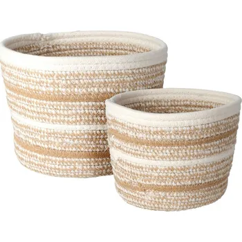 Úložný box Sada pletených bavlněných košíků Nature, 2 ks, přírodní