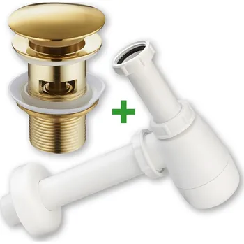 Sifon SADA: ZLATÁ ZÁTKA KLIK-KLAK S PŘEPADEM + UMYVADLOVÝ SIFON