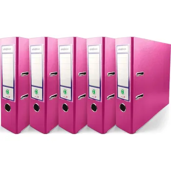 Pákový pořadač A4 PP EKOBOX 80mm RŮŽOVÝ široký silný kancelářský 5 ks