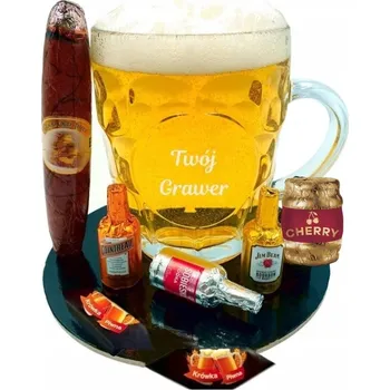 Sklenice PIVNÍ SKLENICE + GRAVÍRINA k Dni dědečka, dárek pivní bonbóny krówki 18