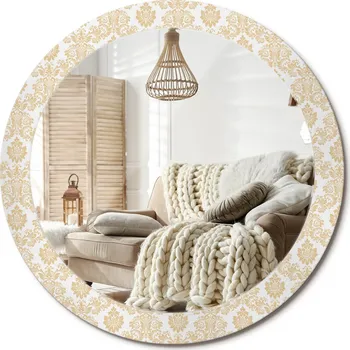 Zrcadlo Kulaté nástěnné dekorativní zrcadlo ve skleněném rámu Barokní vzor průměr 80 cm