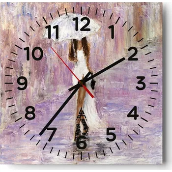 Hodiny Kuchyňské nástěnné hodiny 30x30 Žena Skleněné hodiny do obýváku Moderní Tiché