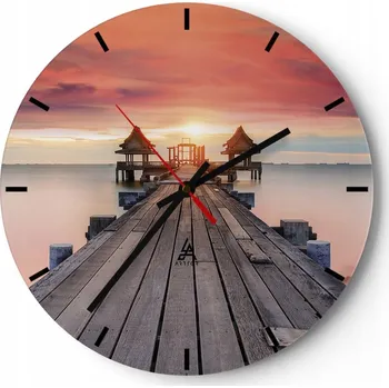 Hodiny Nástěnné hodiny do kuchyně 30x30 Krajina Skleněné hodiny do obýváku Tiché