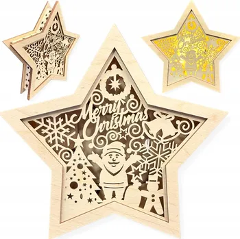 Obraz KRÁSNÁ DŘEVĚNÁ LUCERNA HVĚZDA VÁNOČNÍ MERRY VÁNOCE