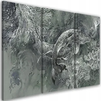 Obraz OBRAZ TRYPTYCH Velryba Moře Abstrakce 90x60