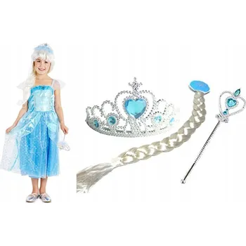 Karnevalový kostým SUPER Sada Kostým Modré princezny 110/116 Diadem Hůlka Copánek 4