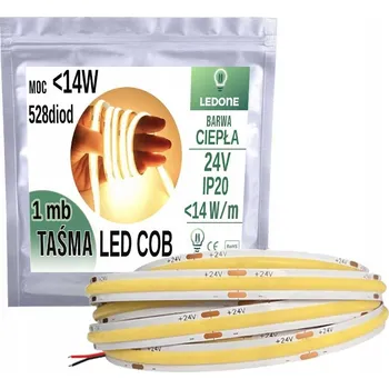 LED páska LED pásek COB 24V, profesionální řada, teplá bílá, 1 metr