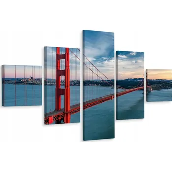 Obraz Pěti dílný obraz MOST Golden Gate 3D pohled 250x150 cm