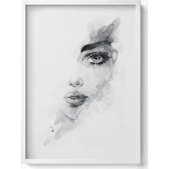 Obraz Nástěnný dekorativní foto obraz v bílém rámu - Skica ženské tváře 50x70 cm