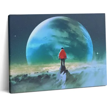 Obraz Fotoobraz na plátně k zavěšení - Člověk na Měsíci - do pracovny/kanceláře