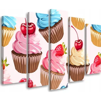 Obraz OBRAZ TRYPTYCH Sladkosti Cupcakes 100x70