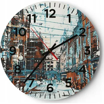 Hodiny Kuchyňské nástěnné hodiny 30x30 Město Moderní skleněné hodiny do obýváku Tiché