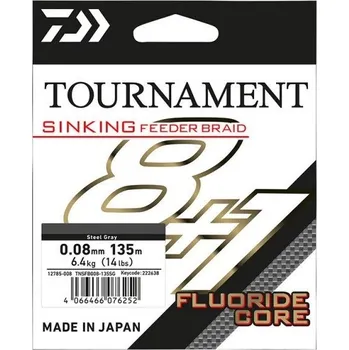 Daiwa Splétaná Šňůra Tournament Sinking Feeder Braid Grey 8+1 135 m - 0,12 mm