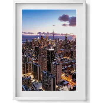 Obraz Grafika v bílém rámu Architektura velkoměsta z ptačí perspektivy 50x70 cm