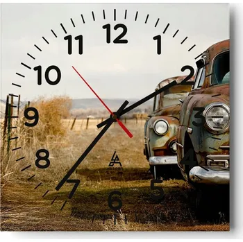 Hodiny Kuchyňské nástěnné hodiny 30x30 Automoto Skleněné hodiny do obýváku Tiché