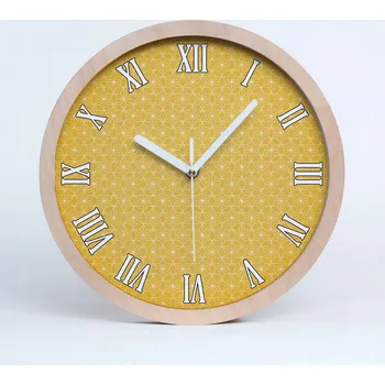 Hodiny Dřevěné nástěnné hodiny kulatý s motivem hvězd, průměr 30 cm